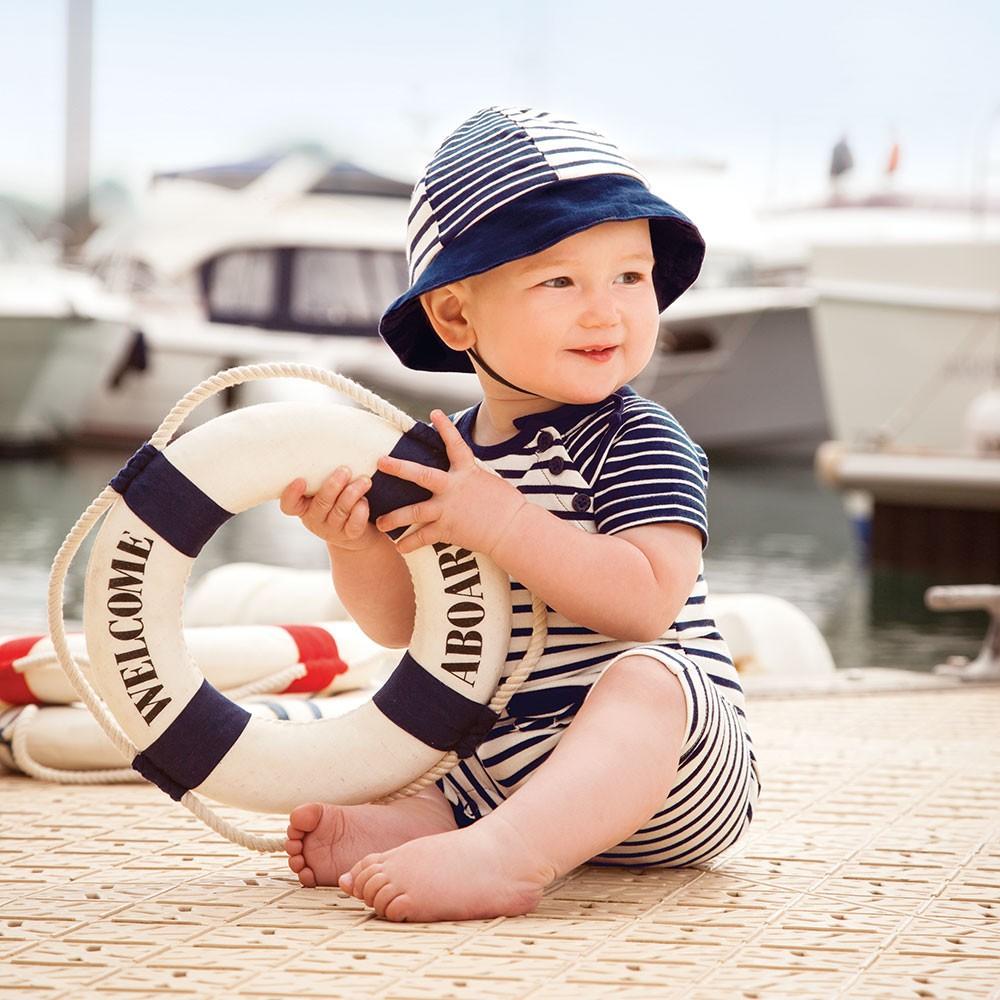 Breton Stripe Nautical Baby Romper - JoJo Maman Bebe - joannas-cuties