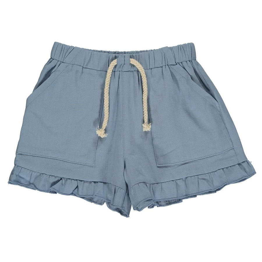 Brynlee Ruffle Shorts - Blue-BOTTOMS-Vignette-Joannas Cuties