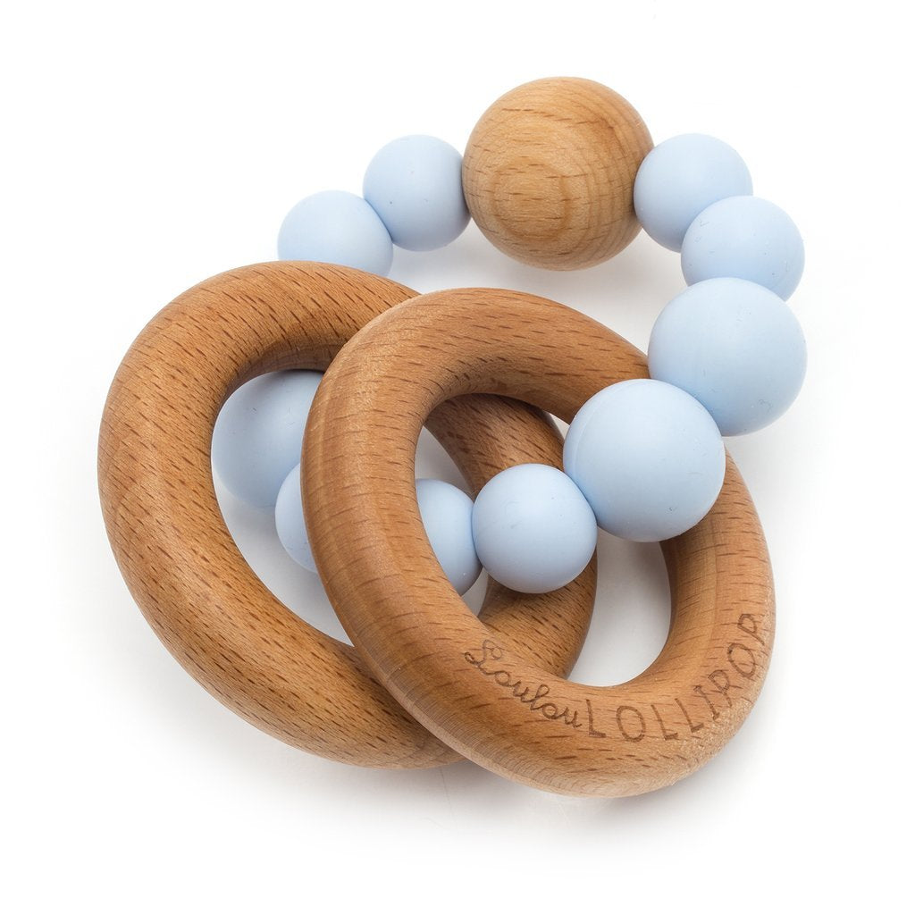 Bubble Silicone And Wood Teether - Baby Blue - LouLou Lollipop - joannas-cuties