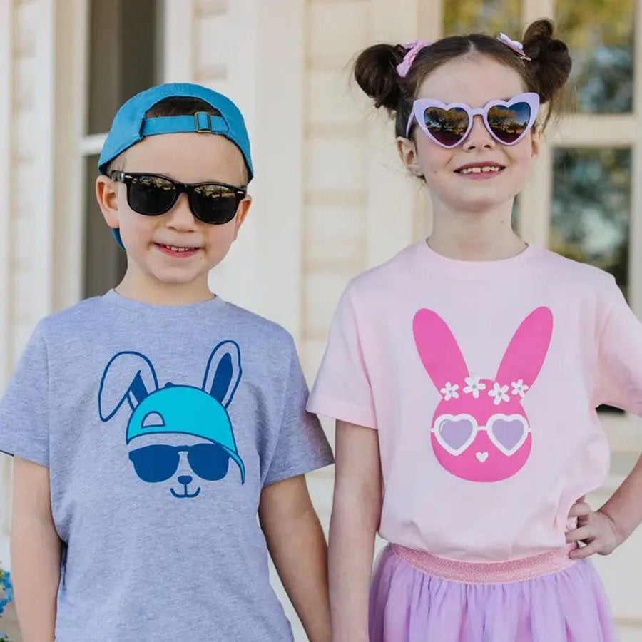 Bunny Dude Short Sleeve Shirt - Kids Easter Tee-TOPS-Sweet Wink-Joannas Cuties