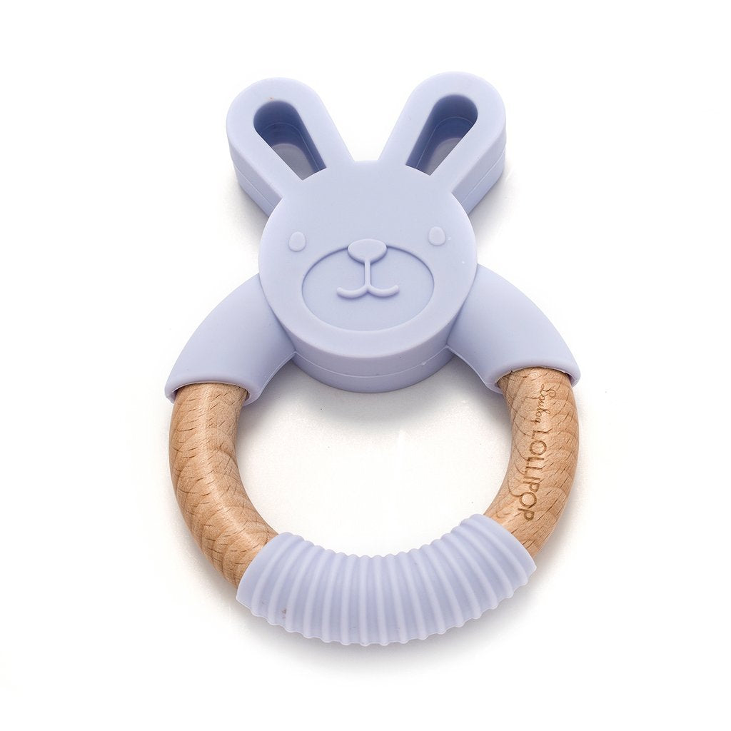 Bunny Silicone And Wood Teether - Lilac - LouLou Lollipop - joannas-cuties