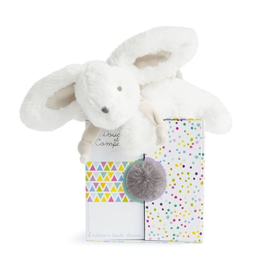 Bunny Stuffed Plush Animal with Pom Pom Tail - Grey-SOFT TOYS-Doudou Et Compagnie-Joannas Cuties