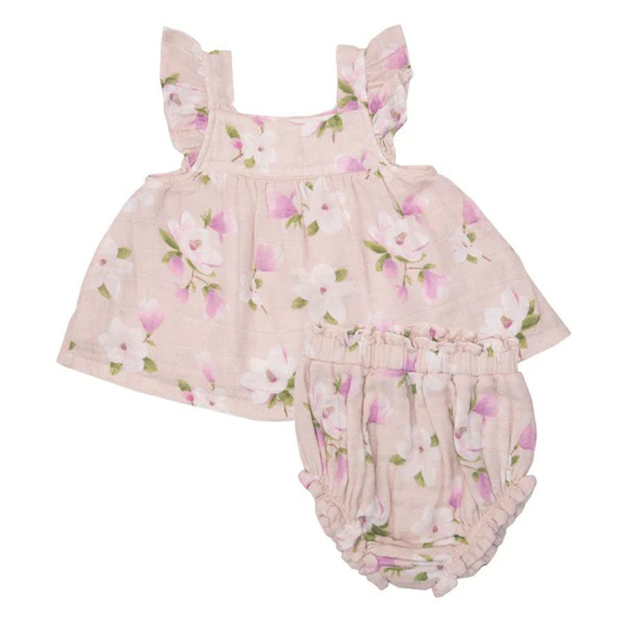 Organic Butterfly Sleeve Pinafore Top & Diaper Cover - Southern Magnolias-TOPS-Angel Dear-Joannas Cuties