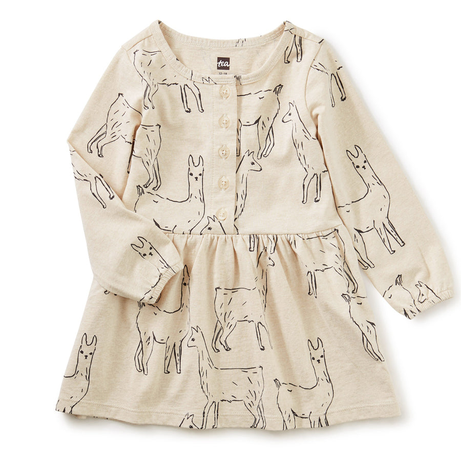 Button Front Baby Dress - Llama Love-Tea-Joanna's Cuties