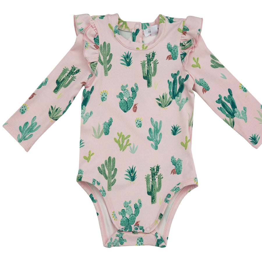 Cactus Ruffle Bodysuit - Pink-Angel Dear-Joanna's Cuties
