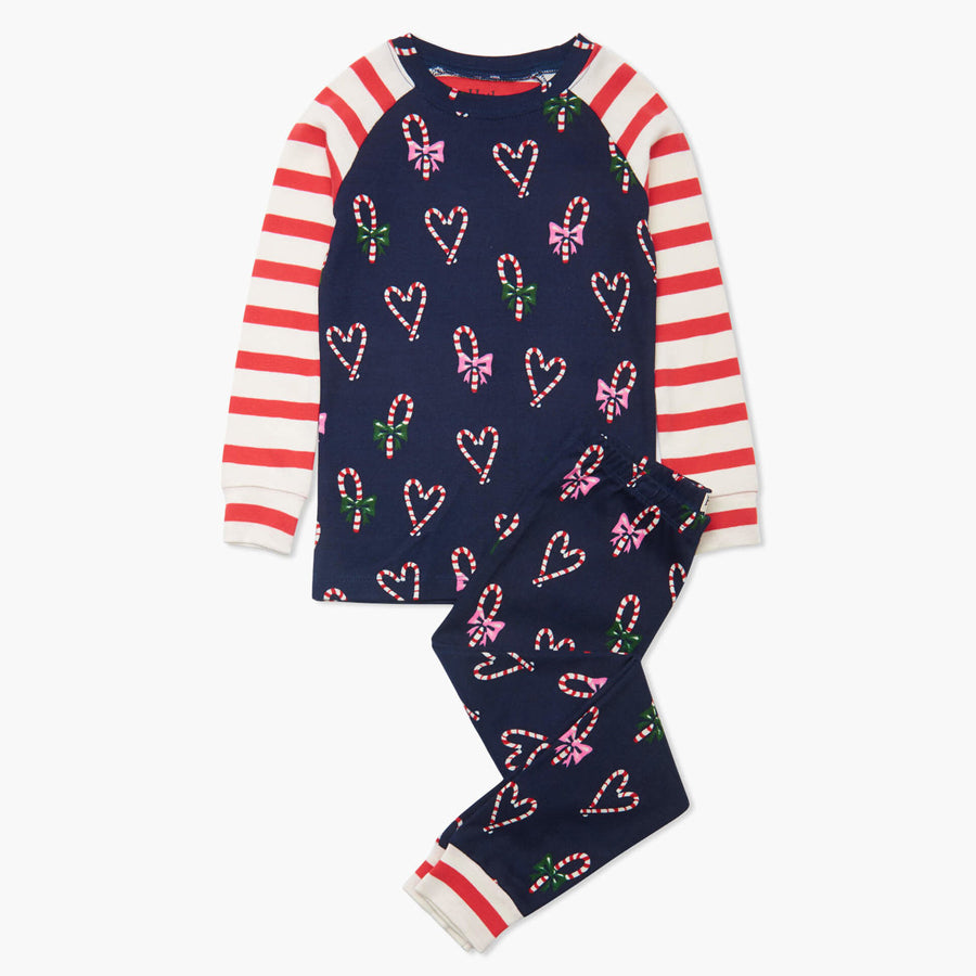 Candy Cane Hearts Organic Cotton Raglan Pajama Set-Hatley-Joanna's Cuties
