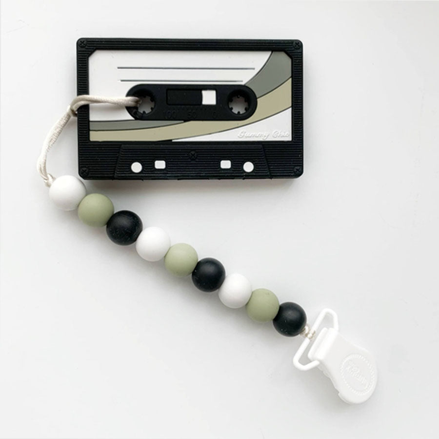 Cassette Tape Teether wWth Clip - Black-TEETHERS-Gummy Chic-Joannas Cuties