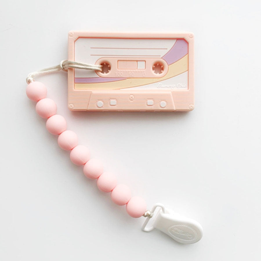 Cassette Tape Teether with Clip - Pink-TEETHERS-Gummy Chic-Joannas Cuties