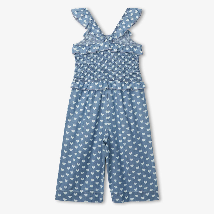Chambray Hearts Smocked Romper-OVERALLS & ROMPERS-Hatley-Joannas Cuties