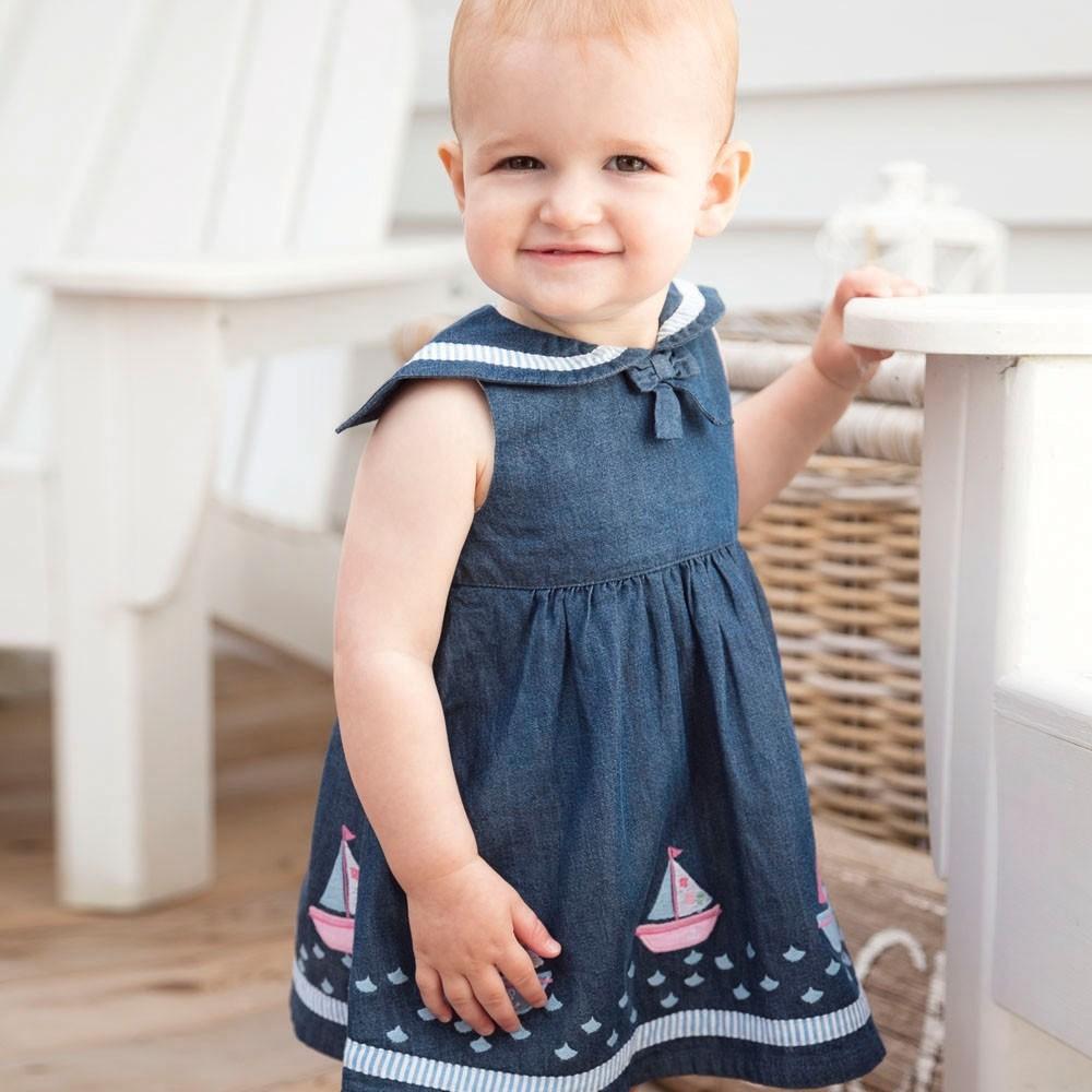 Chambray Sailboat Baby Dress with Bloomers - JoJo Maman Bebe - joannas-cuties