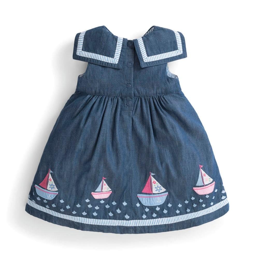 Chambray Sailboat Baby Dress with Bloomers - JoJo Maman Bebe - joannas-cuties