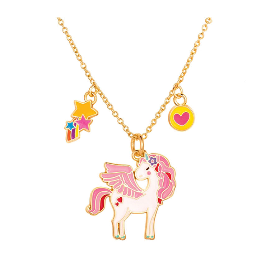 Charming Whimsy Necklace - Pink Unicorn Glitter-JEWELERY-Girl Nation-Joannas Cuties