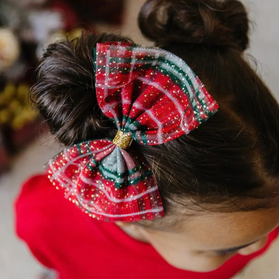 Christmas Plaid Bow Hair Clip - Kids Holiday Hair Clip-HAIR CLIPS-Sweet Wink-Joannas Cuties
