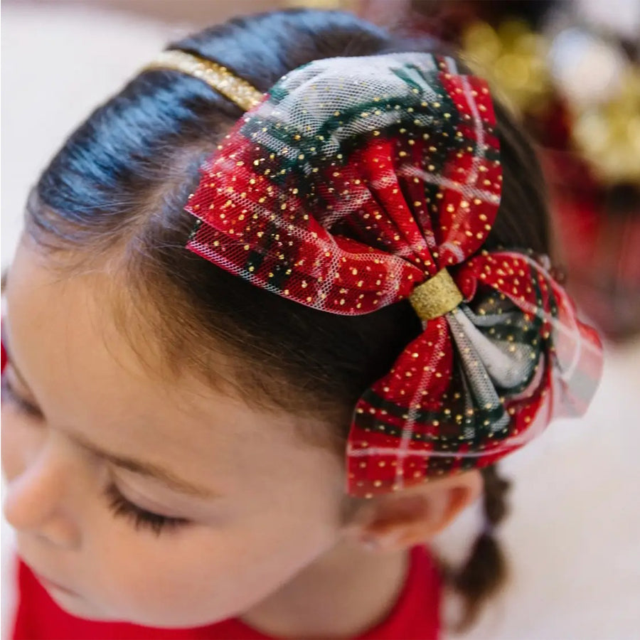 Christmas Plaid Bow Headband - Kids Holiday Headband-HEADBANDS-Sweet Wink-Joannas Cuties