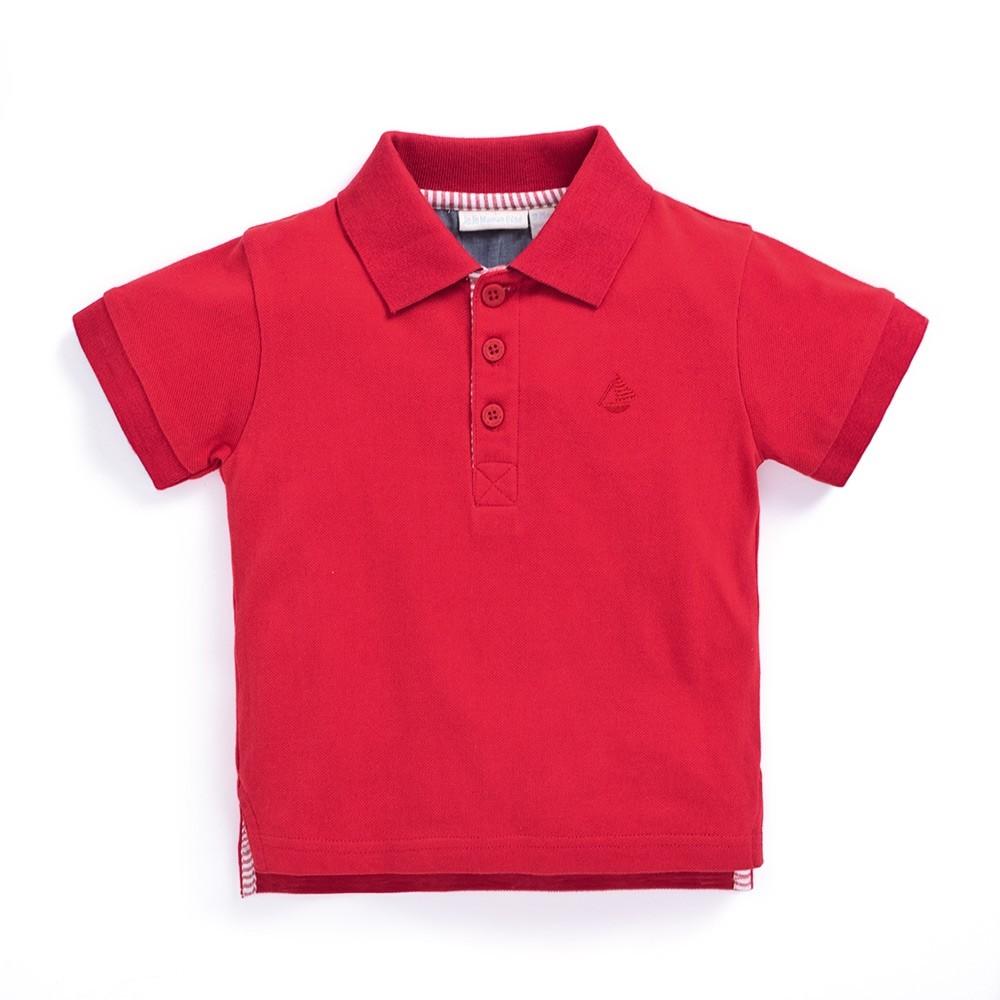 Classic Kids' Poloshirt - Red - JoJo Maman Bebe - joannas-cuties