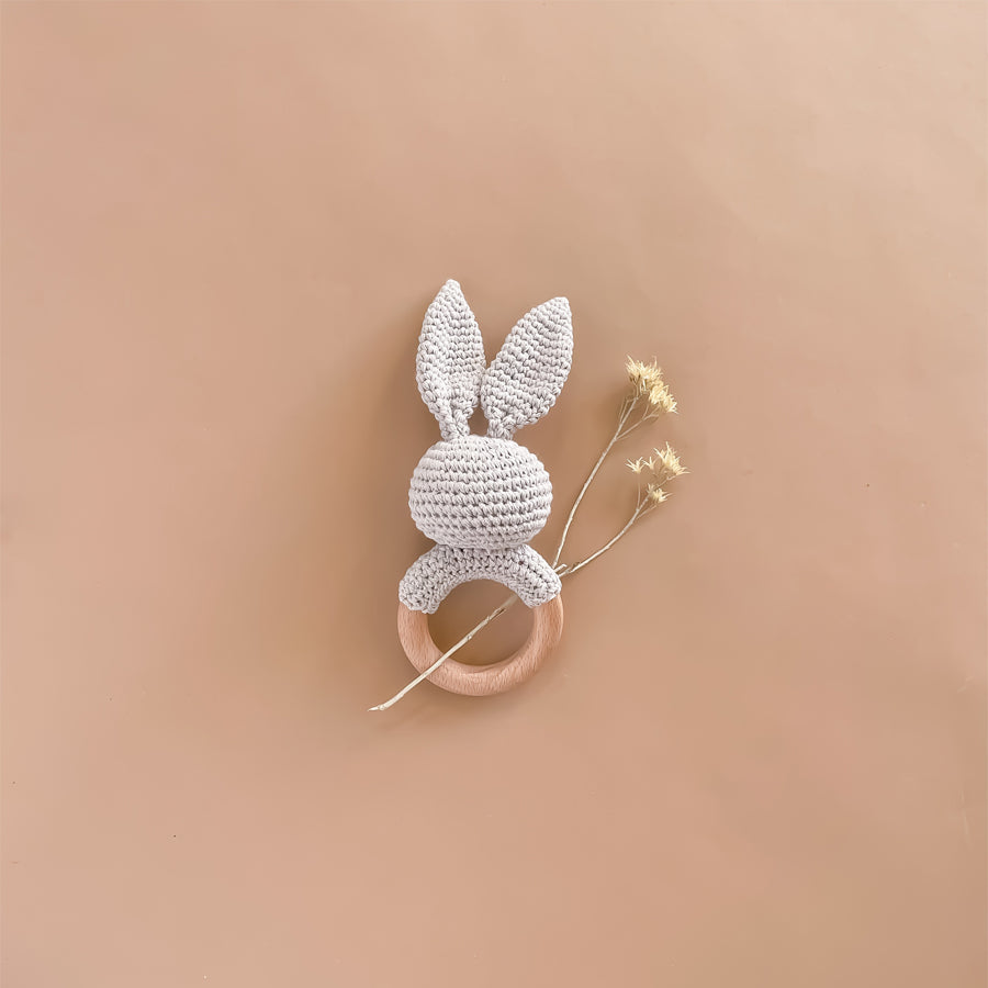 Cotton Crochet Rattle Teether Bunny - Baby Toys-RATTLES-Joanna's Cuties-Joannas Cuties