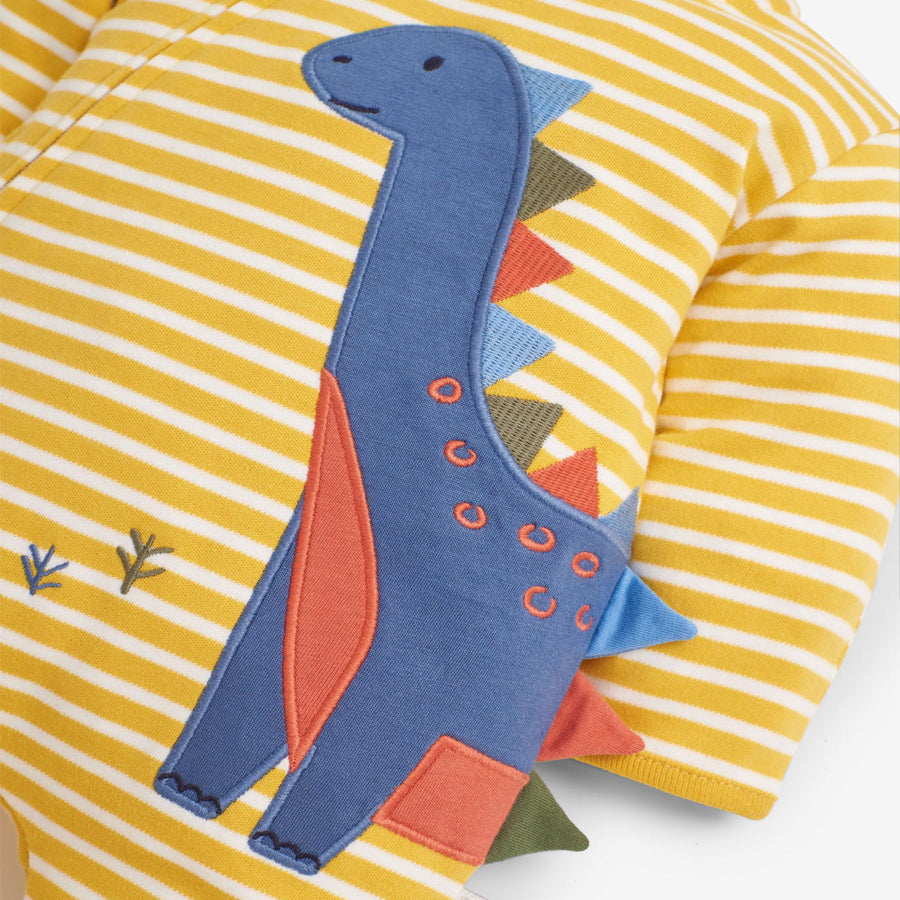 Mustard Dinosaur Applique Zip Baby Sleepsuit-JoJo Maman Bebe-Joanna's Cuties
