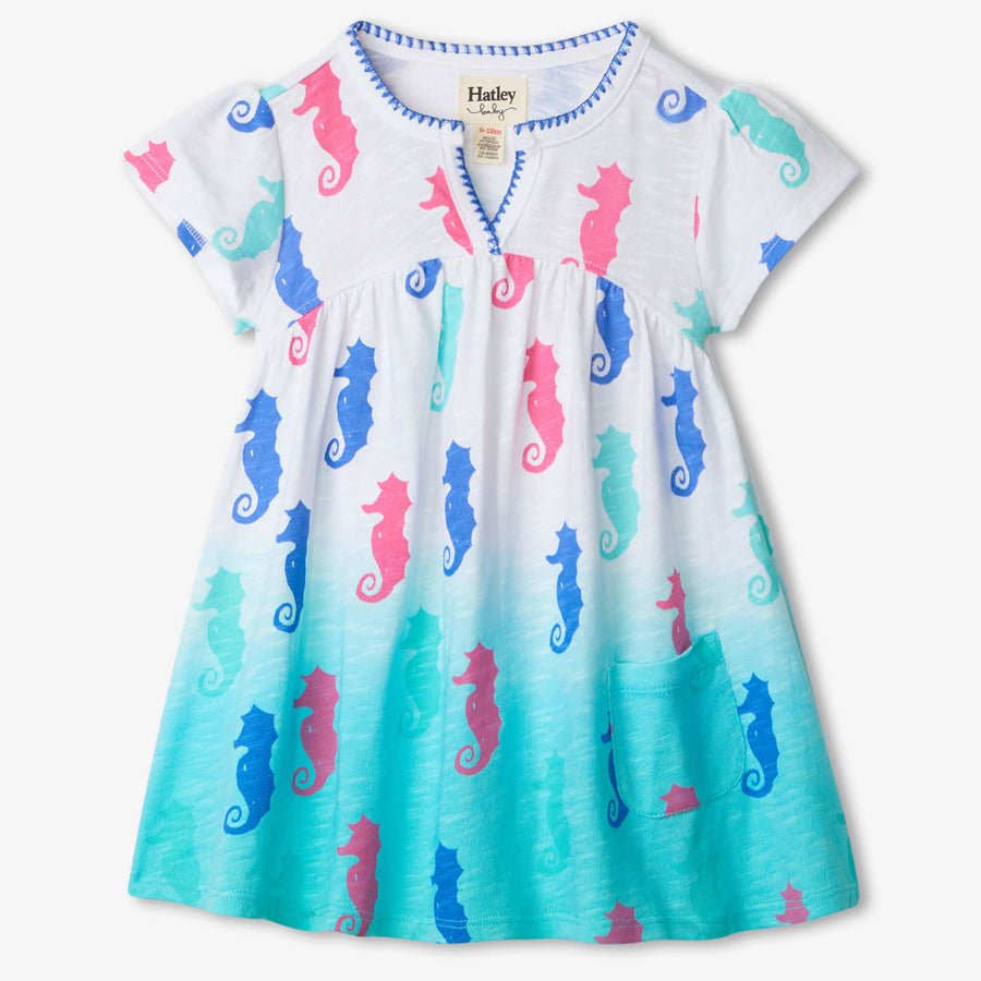 Dip Dye Seahorses Baby Puff Dress-DRESSES & SKIRTS-Hatley-Joannas Cuties