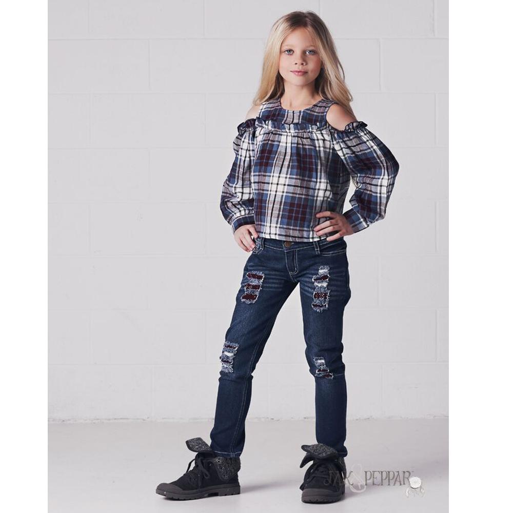 Downtown Top In Washed Plaid - Jak & Peppar - joannas-cuties