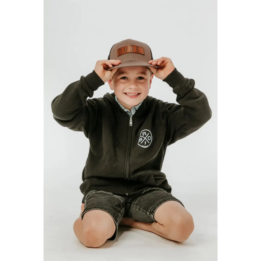 Dude Flat Bill Trucker Hat - Toddler-SUN HATS-Tiny Trucker Co.-Joannas Cuties