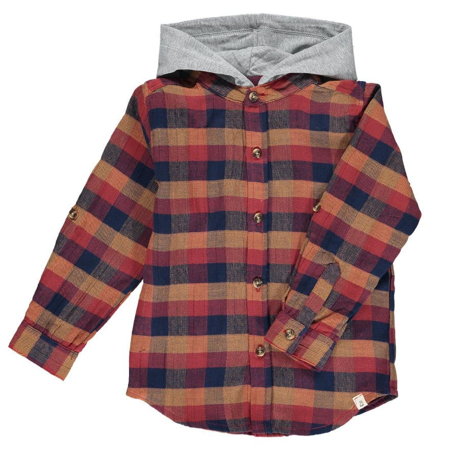 Dyer Hooded Woven Shirt - Multi Color Plaid-Me + Henry-Joanna's Cuties