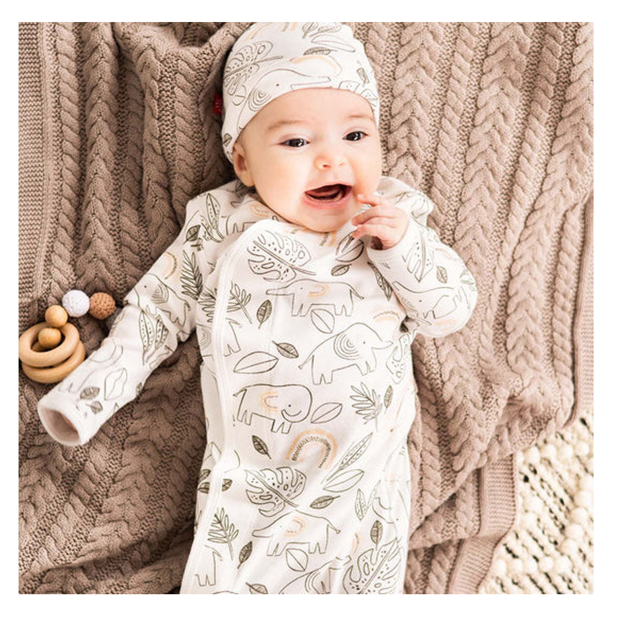 Ellie Go Lucky Cream Organic Cotton Gown & Hat Set-SLEEP SACKS & GOWNS-Magnetic Me-Joannas Cuties