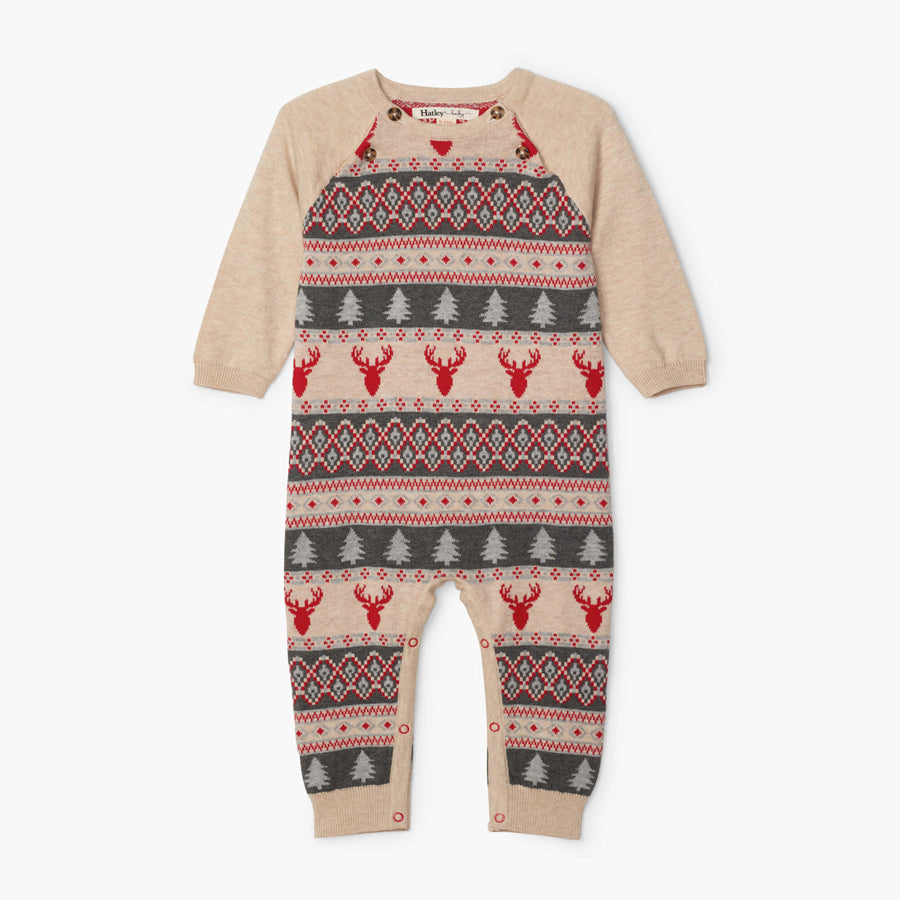 Fair Isle Stags Baby Sweater Romper-Hatley-Joanna's Cuties
