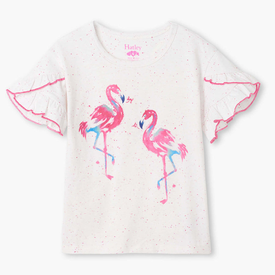 Fancy Flamingo Flutter Sleeve Tee-Hatley-Joanna's Cuties