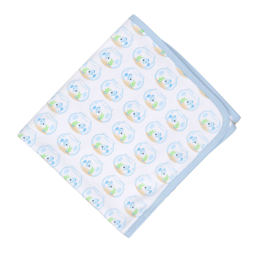 Fishbowl Printed Blanket - Blue-SWADDLES & BLANKETS-Magnolia Baby-Joannas Cuties
