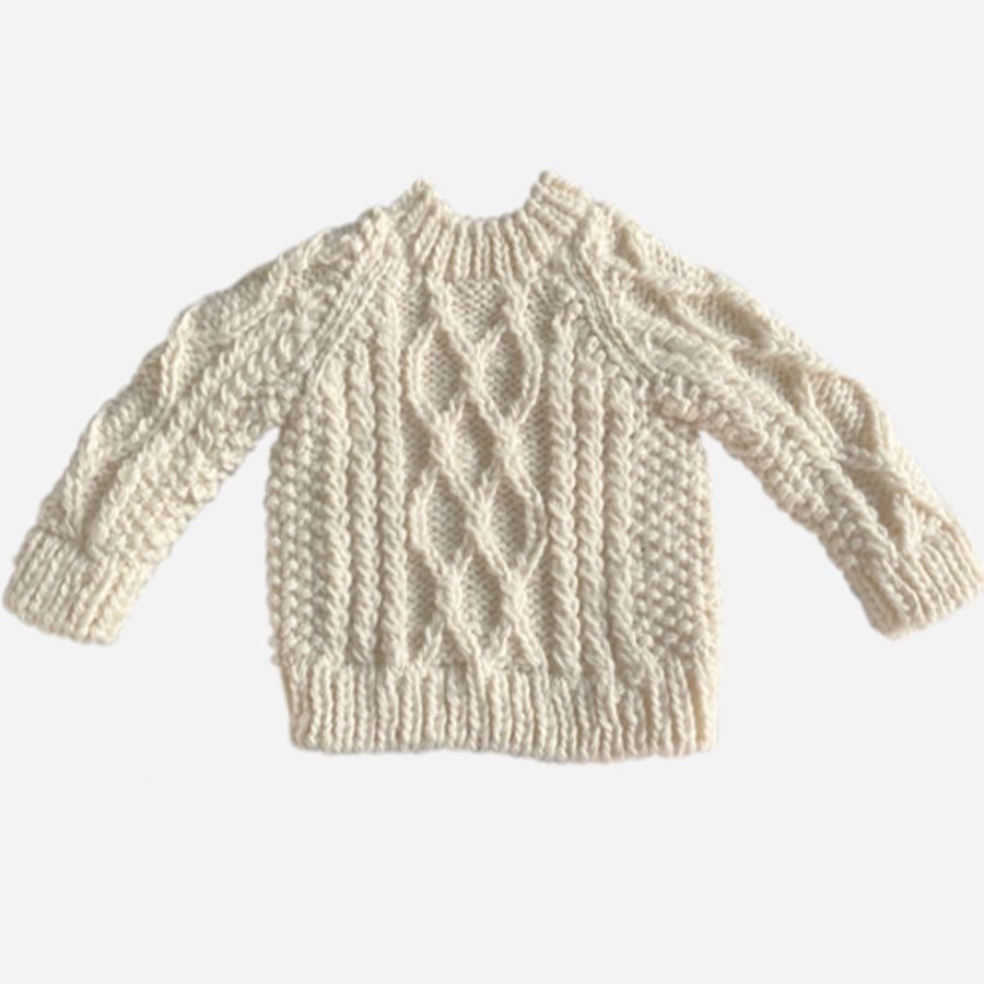 Fisherman Sweater Cream - Hand Knit Kids & Baby Clothing