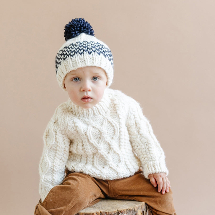 Fisherman Sweater Cream - Hand Knit Kids & Baby Clothing