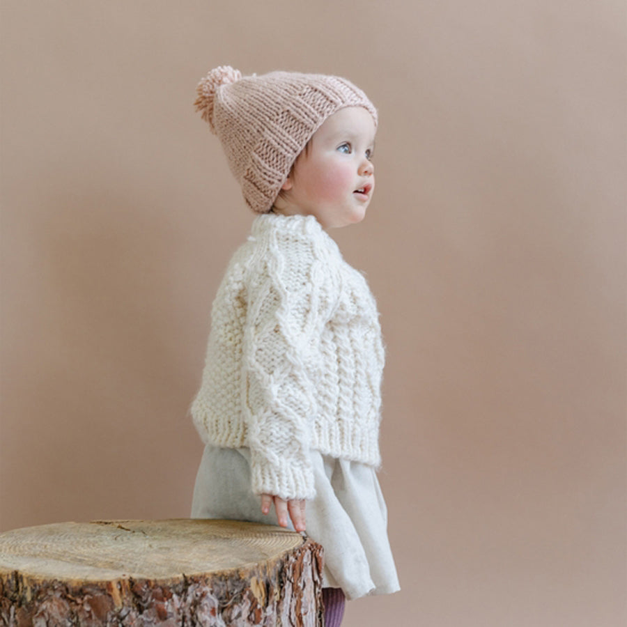 Fisherman Sweater Cream - Hand Knit Kids & Baby Clothing-The Blueberry Hill-Joanna's Cuties