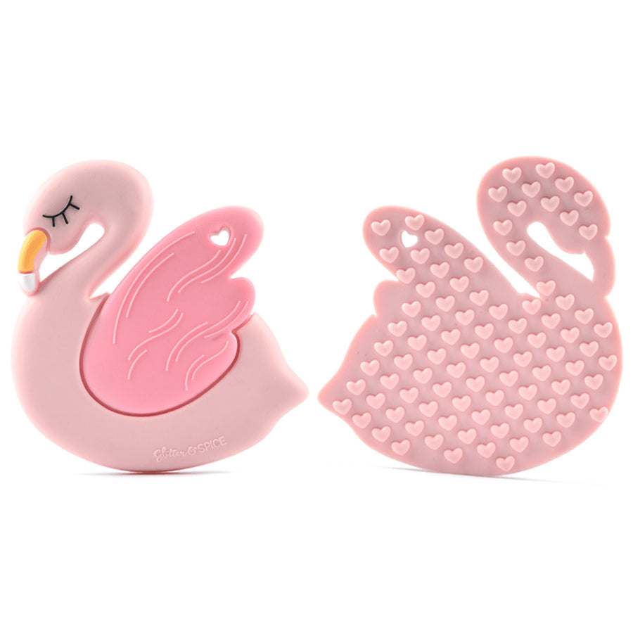 Flamingo Teether With Clip-Glitter & Spice-Joanna's Cuties