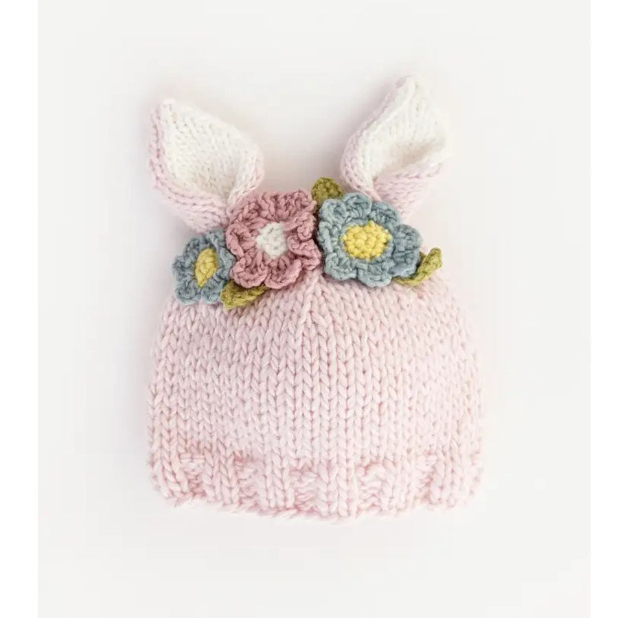 Flower Bunny Beanie Blush/Multi-HATS & SCARVES-Huggalugs-Joannas Cuties