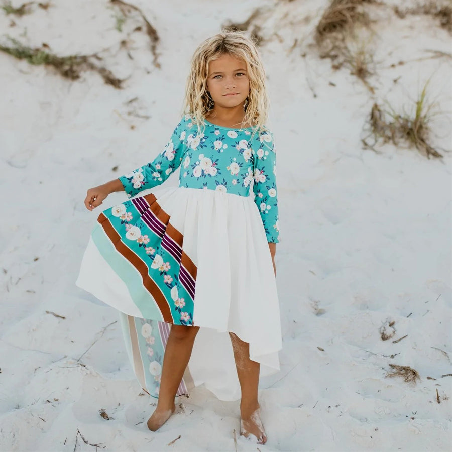 Flower Teal Rainbow Dress, 10