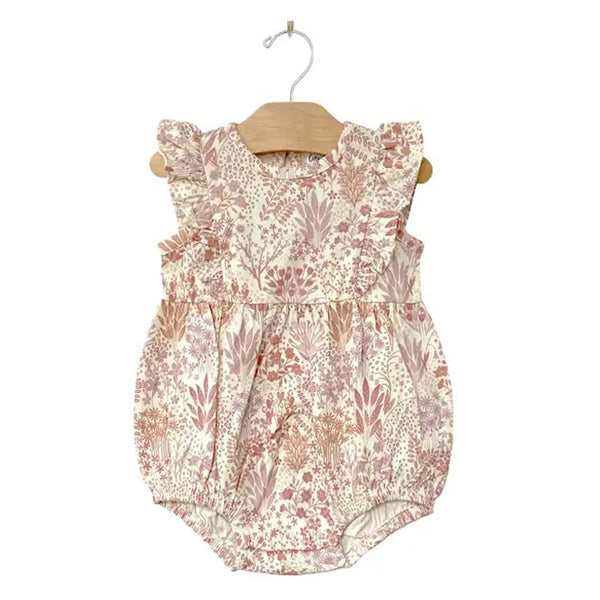 Flutter Sleeve Romper - Pastel Gardens