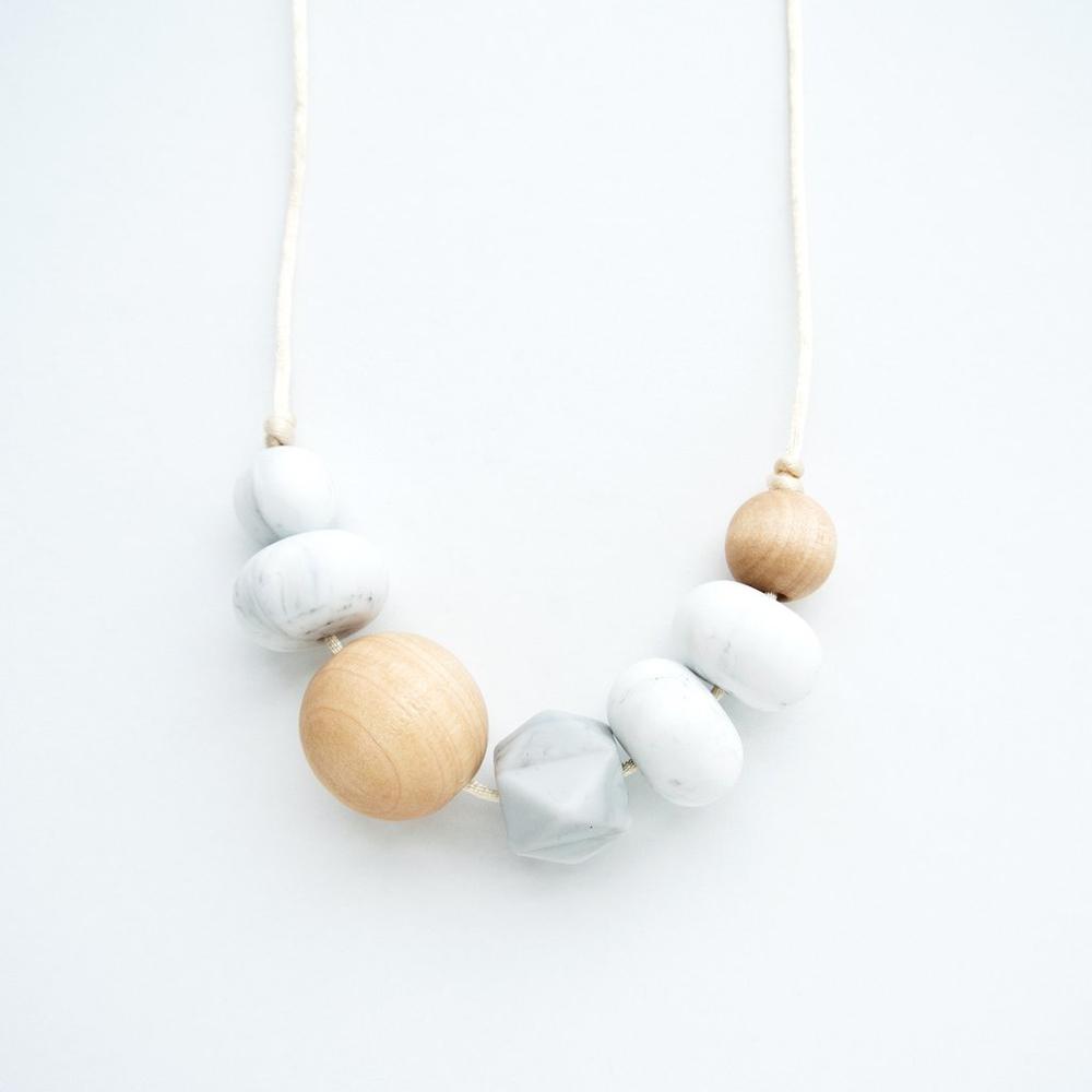 Freda Silicone & Wood Necklace - Marble - LouLou Lollipop - joannas-cuties