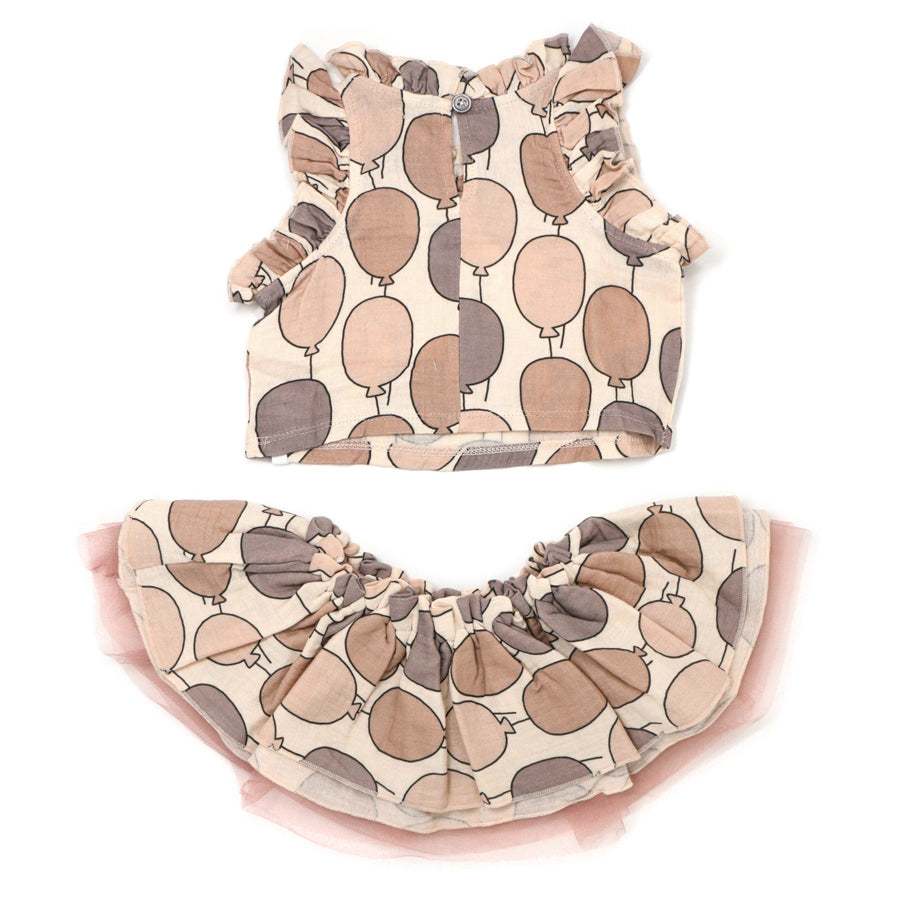 Gauze Lola Top and Tutu Skirt Set - Balloon Print - Natural-OUTFITS-Oh Baby-Joannas Cuties