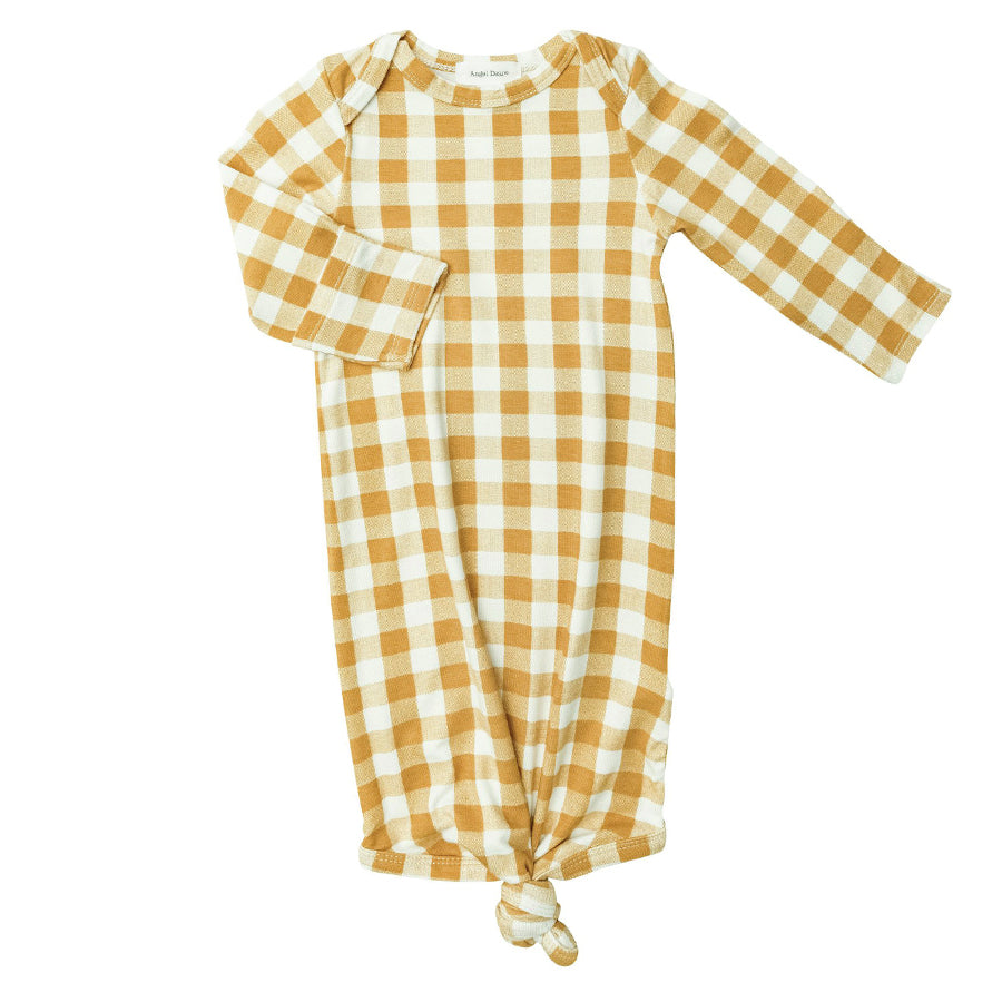 Gingham Honey Knotted Gown-Angel Dear-Joanna's Cuties