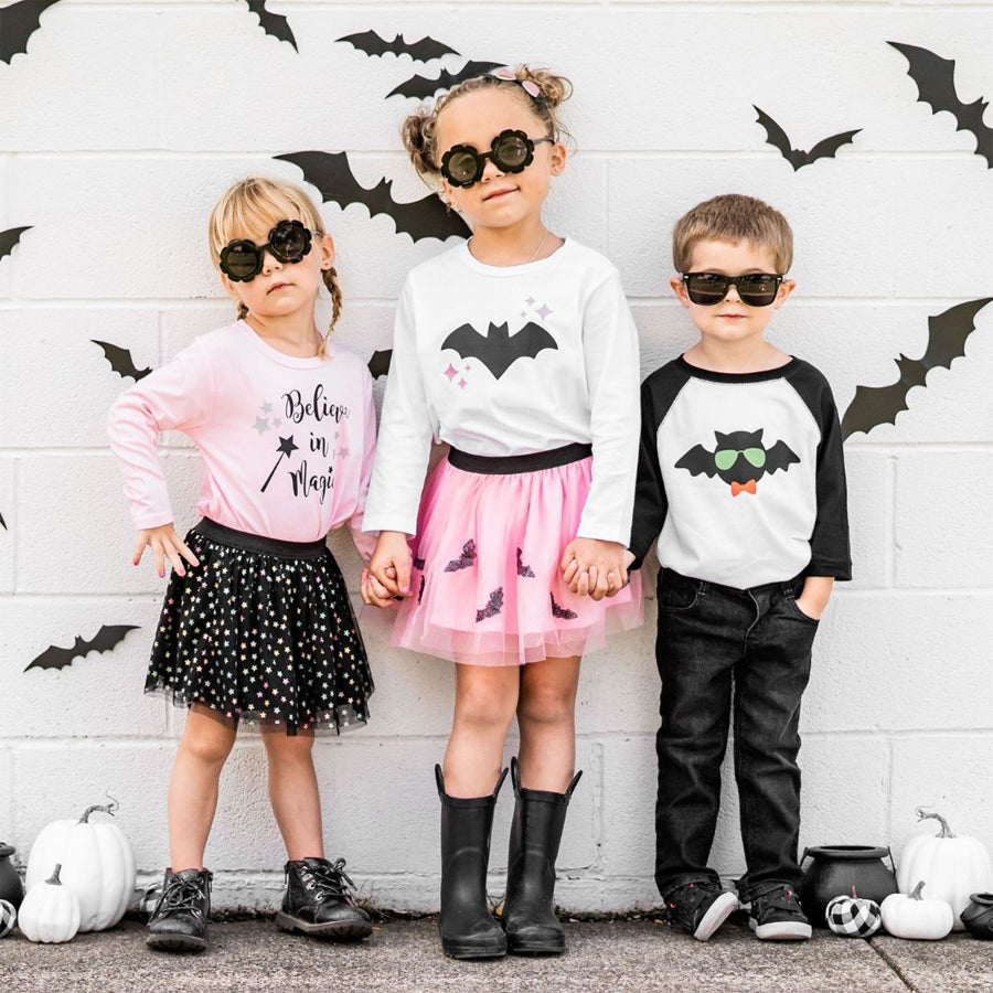 Girl Bat Long Sleeve Shirt - Halloween Kids Tee-Sweet Wink-Joanna's Cuties