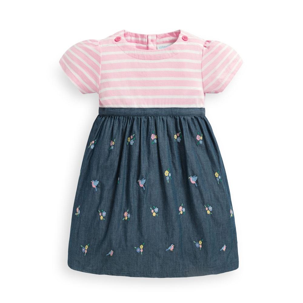 Girls' Pink Embroidered Mix & Match Dress - JoJo Maman Bebe - joannas-cuties