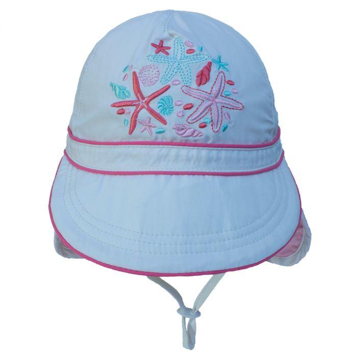Girls UV 50+ Flap Hat - White - Calikids - joannas-cuties