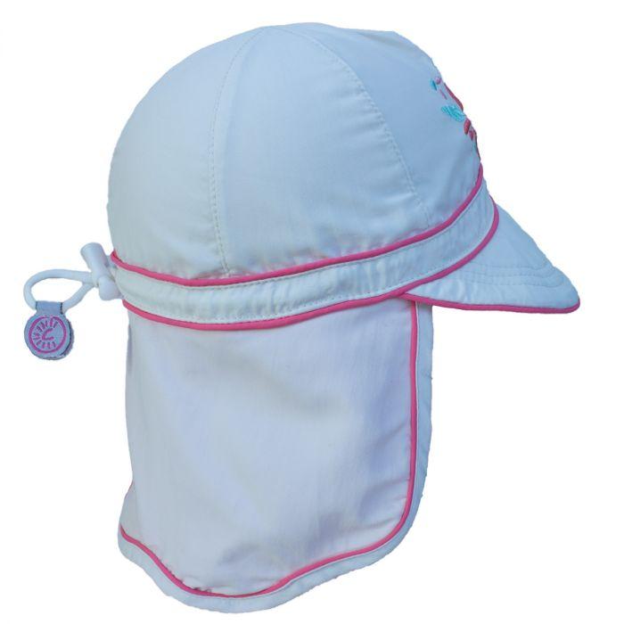 Girls UV 50+ Flap Hat - White - Calikids - joannas-cuties