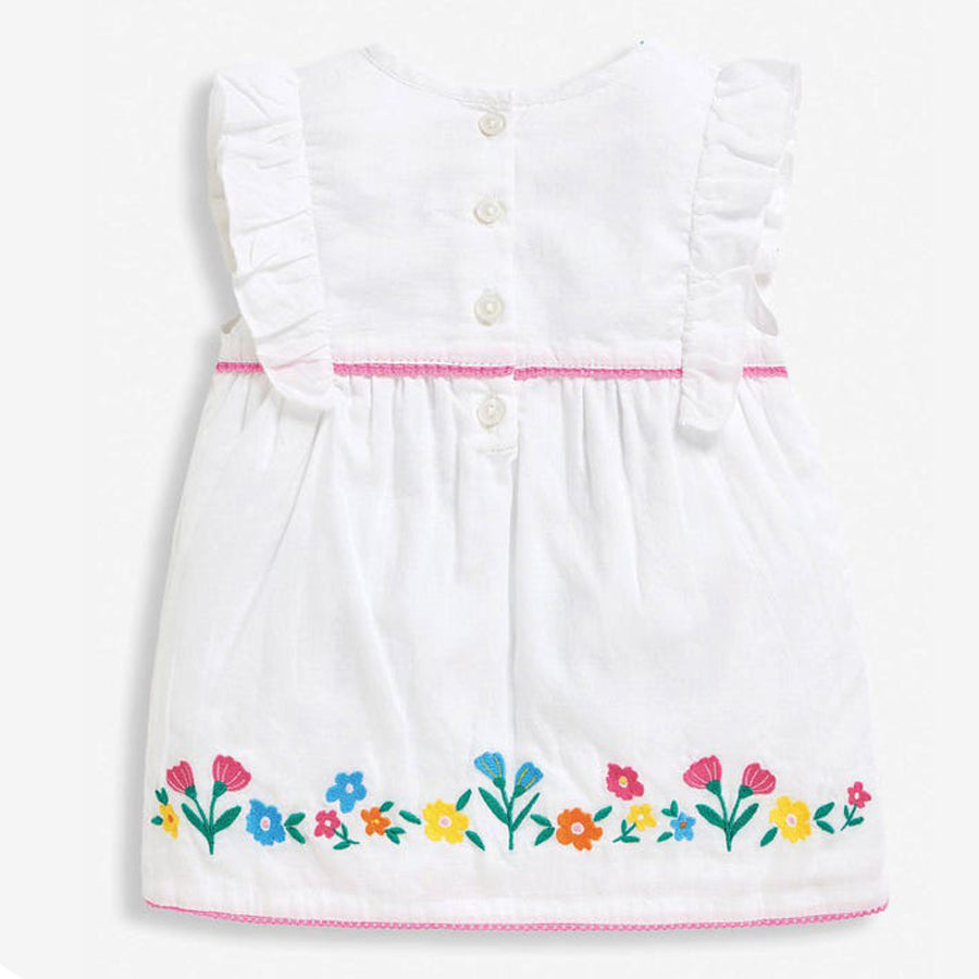 Girls' White Embroidered Floral Top-JoJo Maman Bebe-Joanna's Cuties