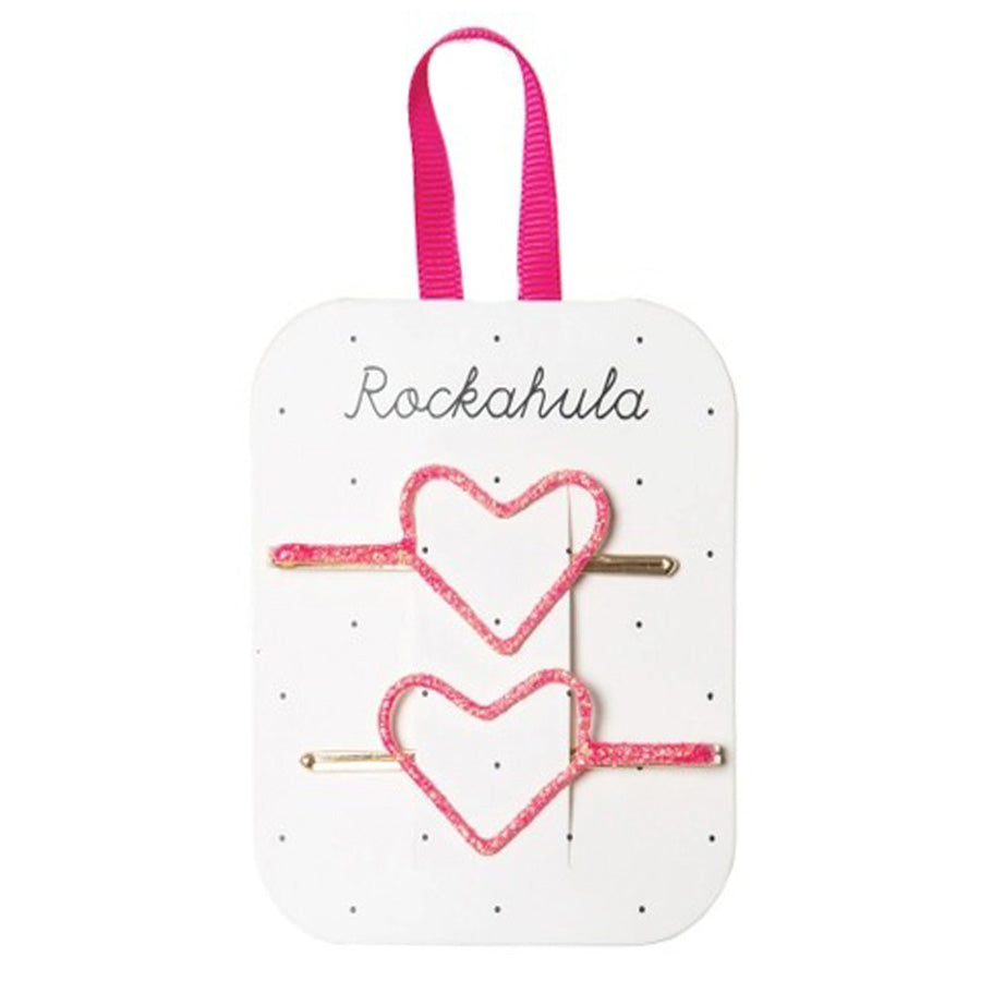 Glitter Heart Cut Out Slides Neon Pink-Rockahula Kids-Joanna's Cuties