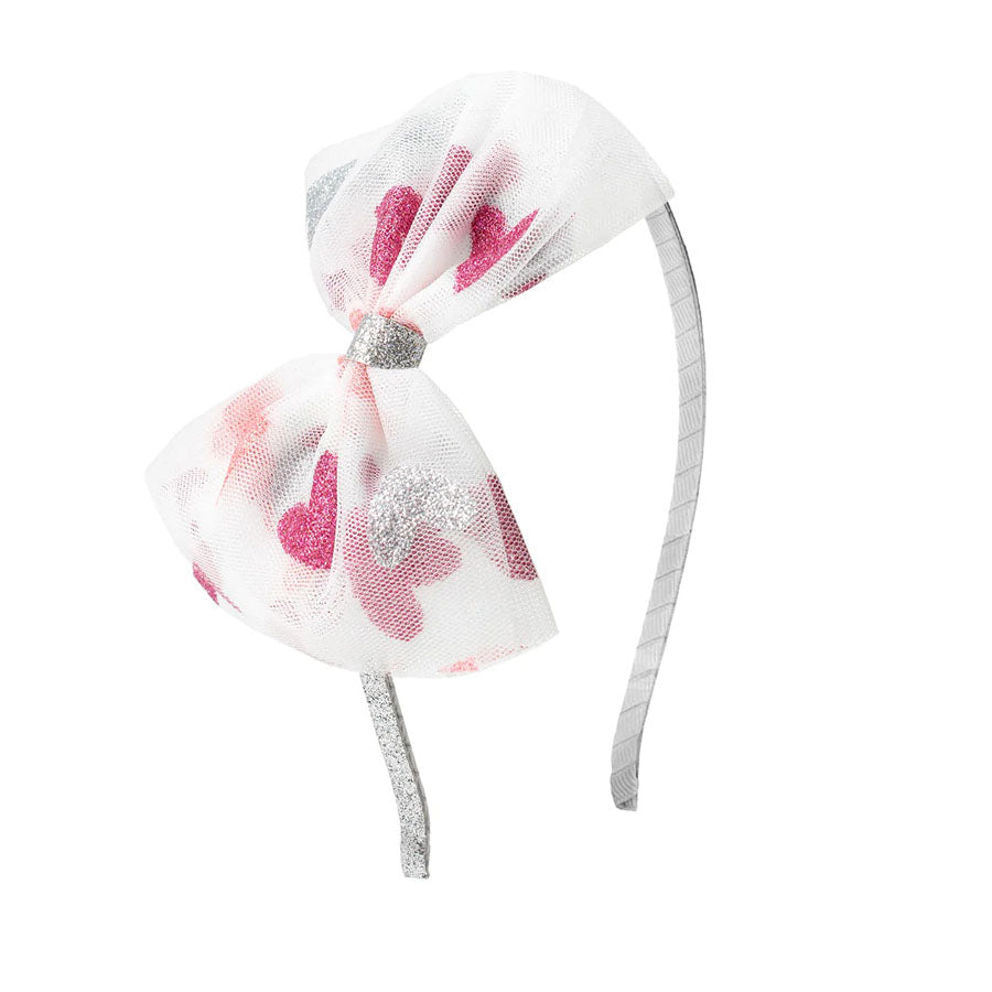 Glitter Heart Tulle Bow Hard Headband-HEADBANDS-Sweet Wink-Joannas Cuties