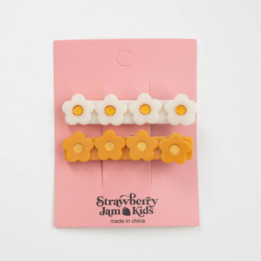 Goldenrod Orange and Cream Flower Hair Clip Set-HAIR CLIPS-Strawberry Jam Kids-Joannas Cuties