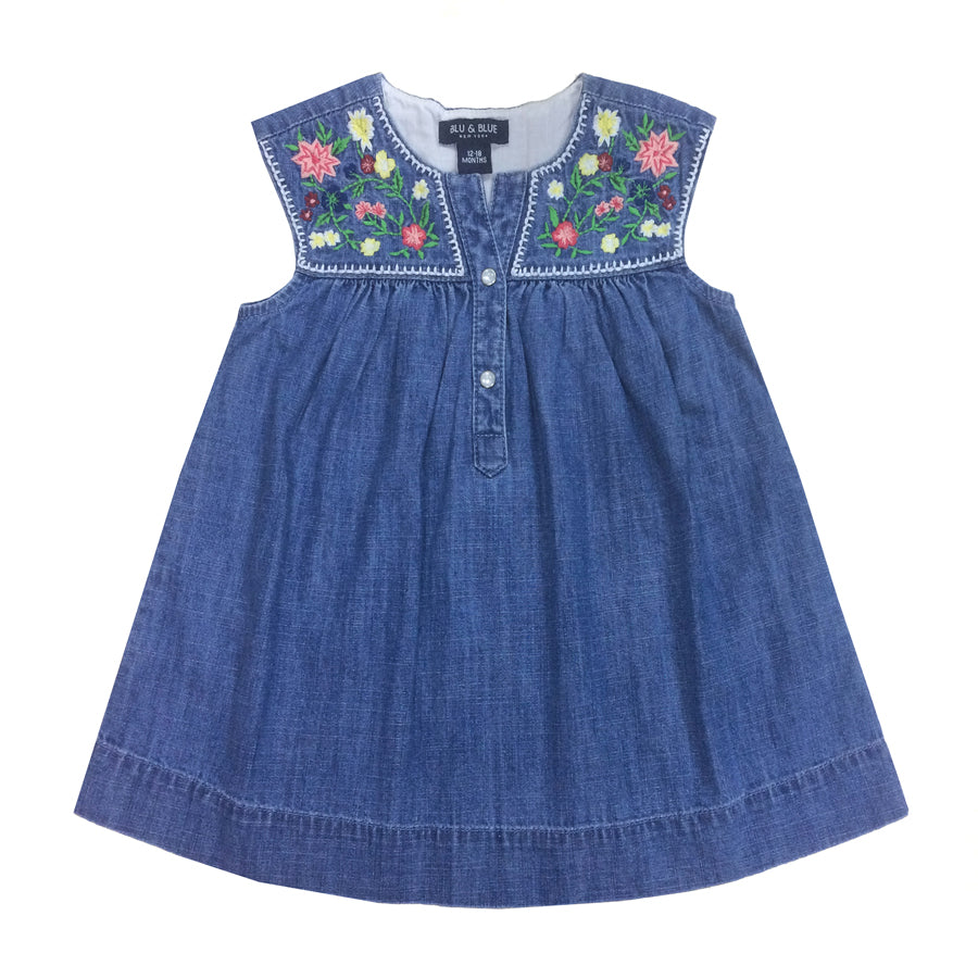 Grace Embroidered Dress-DRESSES & SKIRTS-Blu & Blue-Joannas Cuties
