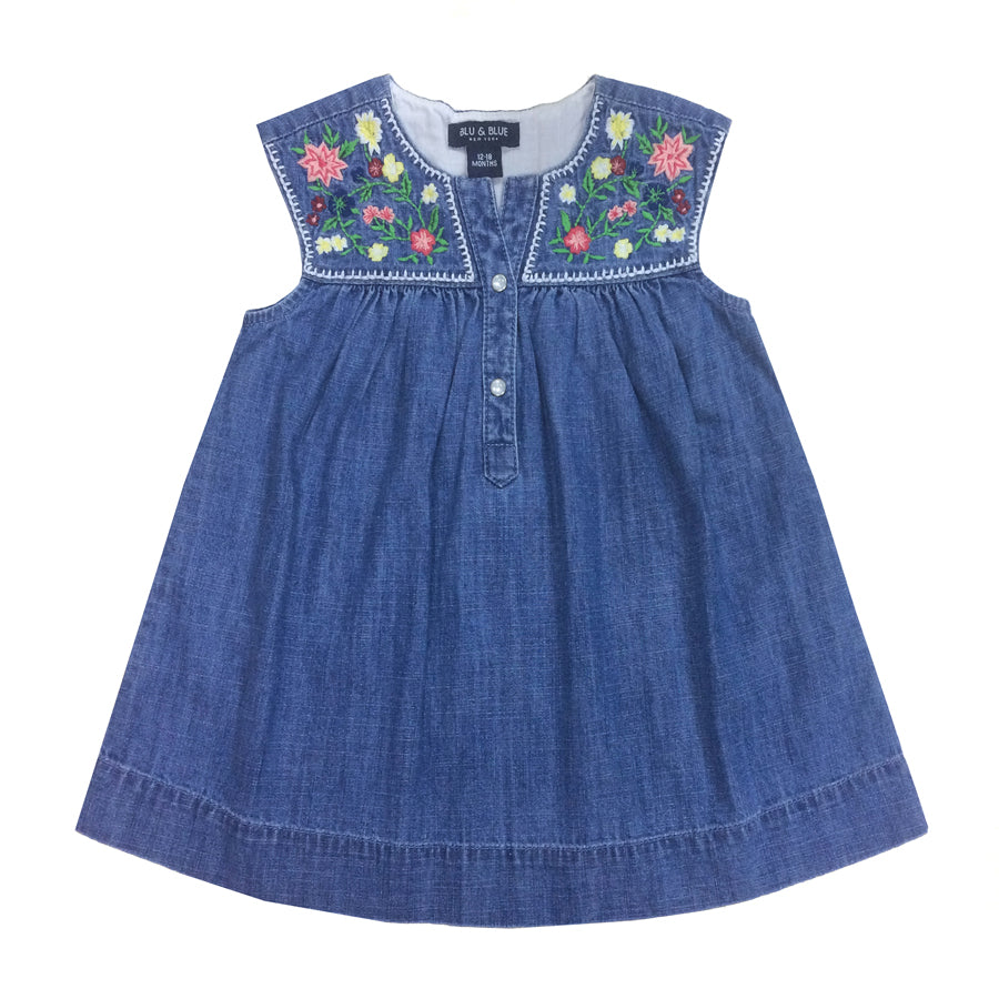 white christmas dresses Summer Denim Dress For Girls – MamaToddler