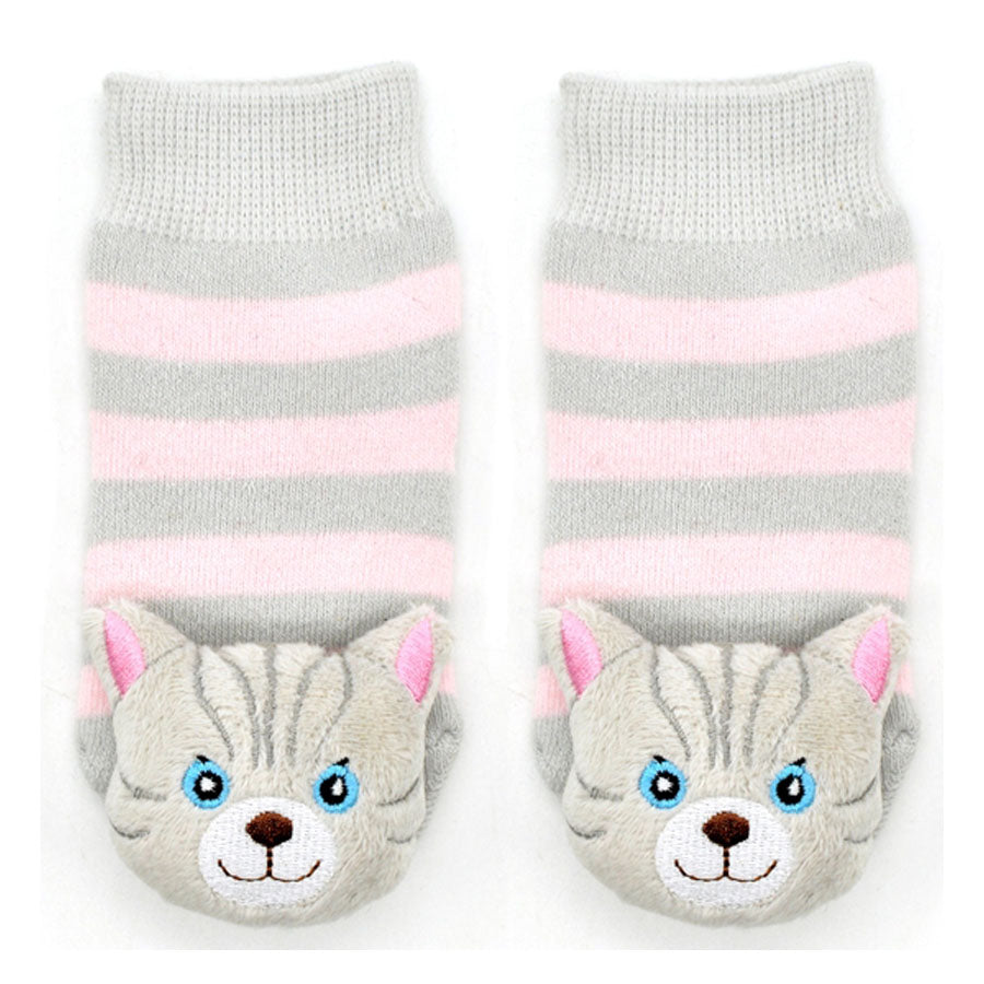 Gray Cat Boogie Toes Rattle Socks-Piero Liventi-Joanna's Cuties